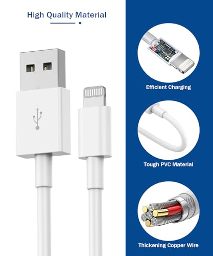 iPhone Charger,Long 6FT iPhone Charger 2Pack i Phone Cord 6feet USB to Lightning Cable Quick Fast Charging Data Sync Cord USB Wall Charge Block Adapter for I Phone14/13/12/11/XS/XR/X/8/7/5/SE2022/iPad - size: 6FT A-L
