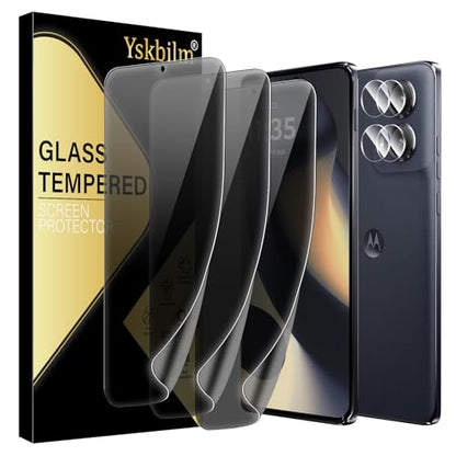 (3+2 Pack) for Motorola Moto Edge 2024 Privacy Screen Protector,3 Pack Screen Protector + 2 Pack Camera Protection,Flexible TPU Film(Not Tempered Glass) [3D Touch][Bubble-Free][Anti-Scratch]