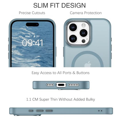 BENTOBEN Magnetic for iPhone 16 Pro Max Case,(Compatible with MagSafe) (Military Grade Drop Protection) Slim Translucent Matte Shockproof with Anti-Fingerprint Phone Case 6.9",Gray Blue - color: Gray Blue