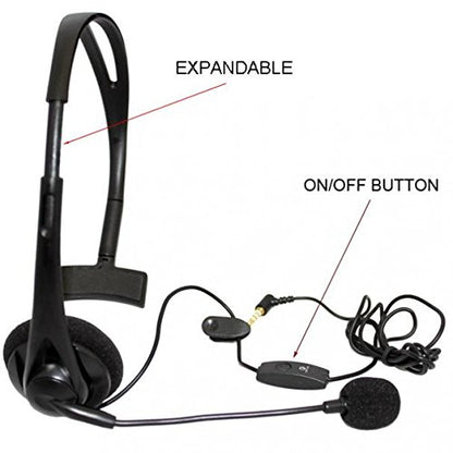 Wired Headset Mono Hands-Free Headphone 3.5mm Earphone w Boom Mic Single Earbud [Black] for Consumer Cellular Doro Doro 824 SmartEasy - Consumer Cellular Doro PhoneEasy 626