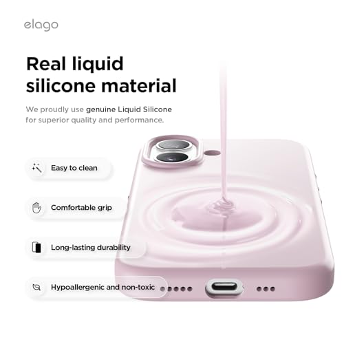 elago Premium Magnetic Silicone Case for iPhone 17 | Compatible with MagSafe, Liquid Silicone Material, Protection, Shockproof, Slim Phone (Light Lilac) - color: Light Lilac, size: iPhone 17
