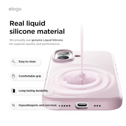 elago Premium Magnetic Silicone Case for iPhone 17 | Compatible with MagSafe, Liquid Silicone Material, Protection, Shockproof, Slim Phone (Light Lilac) - color: Light Lilac, size: iPhone 17
