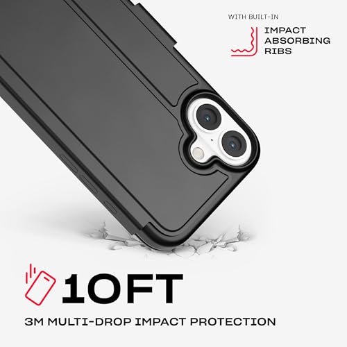 Tech21 EvoLite Wallet for iPhone 16 Plus - 3 Card Slot Wallet - Impact Protection Case - in Black - color: Black, size: iPhone 16 Plus