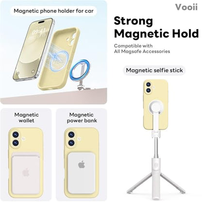 Vooii Magnetic for iPhone 17 Case, Compatible with Magsafe (Premium Liquid Silicone) (Integrated Camera Control Button) Full Body Protective Anti-Scratch Microfiber Lining 6.3", Creamy Yellow - color: Creamy Yellow, size: iPhone 17