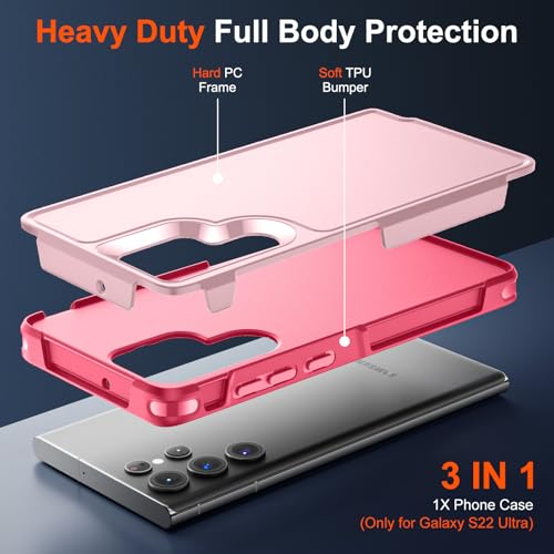 zapica Designed for Samsung Galaxy S22 Ultra Case, Light Pink | Military Grade Drop Protection, Dual Layer Structure Design, Heavy Duty Shockproof Non-Slip Phone Cover - color: Light Pink, size: Samsung Galaxy S22 Ultra 6.8''