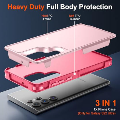 zapica Designed for Samsung Galaxy S22 Ultra Case, Light Pink | Military Grade Drop Protection, Dual Layer Structure Design, Heavy Duty Shockproof Non-Slip Phone Cover - color: Light Pink, size: Samsung Galaxy S22 Ultra 6.8''