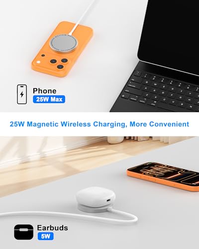 Apple MFi Certified Apple MagSafe Charger 25W 5FT Magnetic Wireless Charger - color: Milky White