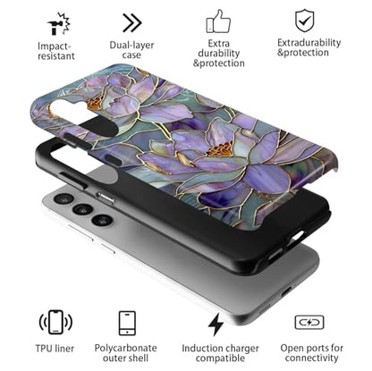 Compatible for Samsung Galaxy S25 FE 5G Case,Double Layer Shockproof Protection Heavy Duty Phone Cover,Abstract Lotus - color: Abstract Lotus, size: S25 FE
