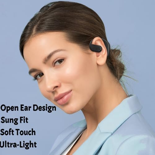 Open Ear Headphone,Bluetooth 5.4 Single Earpiece Handsfree Driving Headset with Noise Canceling Mic,28H Playtime IPX5 Waterproof Clear Calls Wireless Earbud with Adjustable Earhook for Business Sports - color: black 6