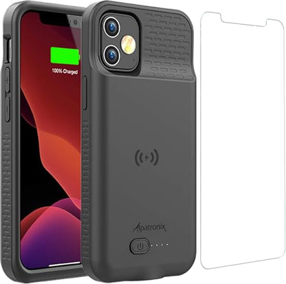 Alpatronix Battery Case for iPhone 13 Mini (5.4 inch), Strong Slim Portable Protective Extended Charger Cover with Wireless Charging, CarPlay and Certified Connector Chip (BX13mini) - Black - size: iPhone 13 Mini (5.4 inch)
