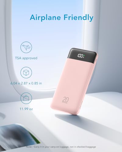 charmast Portable Charger Built-in Cables, 20000mAh Power Bank 6-Output - color: Dusty Pink