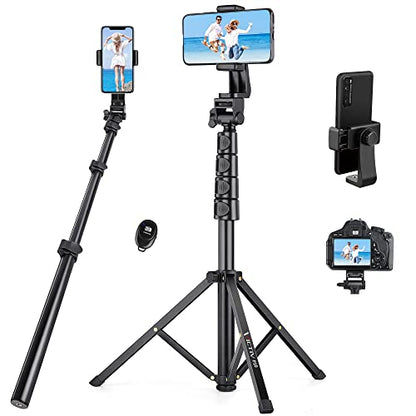 70" Phone Tripod with Remote & Holder, Portable Cell Phone Stand - size: 70 inch