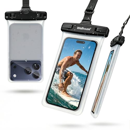 wellhouse Waterproof Phone Pouch, Waterproof Phone Case for iPhone 17 16 15 14 13 Pro Max XS Samsung, IPX8 3D Cellphone Dry Bag Beach Essentials (1 Pack - Luminous Black7.0, 7 inch) - color: 1 Pack - Luminous Black7.0"