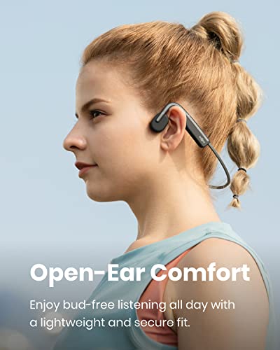 SHOKZ OpenMove - Open-Ear Bluetooth Sport Headphones - Bone Conduction Wireless Earphones - Sweatproof for Running and Workouts, with Sticker Pack (Grey) - color: Grey