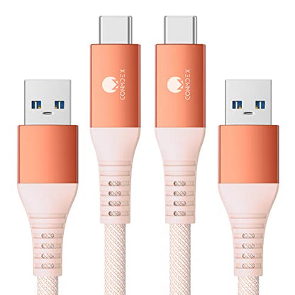 CONMDEX Android Auto USB Cable [3ft, 2-Pack] 10Gbps, 3A Fast Charging - color: Orange, size: 3ft+3ft, style: 2Pack