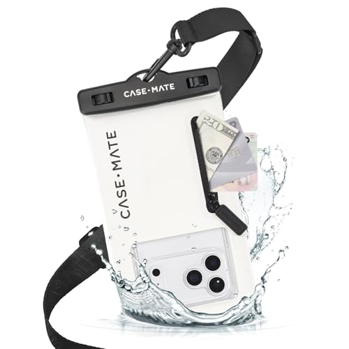 Case-Mate IP68 Waterproof Large Phone Pouch - Sand Dollar | Zip Pocket for 3 Cards & Cash - Floating Phone Case w/Crossbody Lanyard -Fits All Phones -Beach Cruise Ship Travel Essentials - color: Sand Dollar w/ Zip Pocket