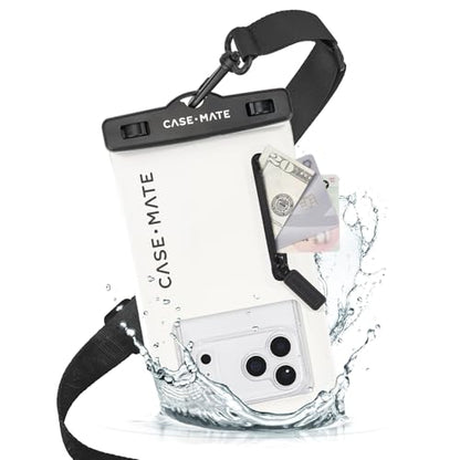 Case-Mate IP68 Waterproof Large Phone Pouch - Sand Dollar | Zip Pocket for 3 Cards & Cash - Floating Phone Case w/Crossbody Lanyard -Fits All Phones -Beach Cruise Ship Travel Essentials - color: Sand Dollar w/ Zip Pocket
