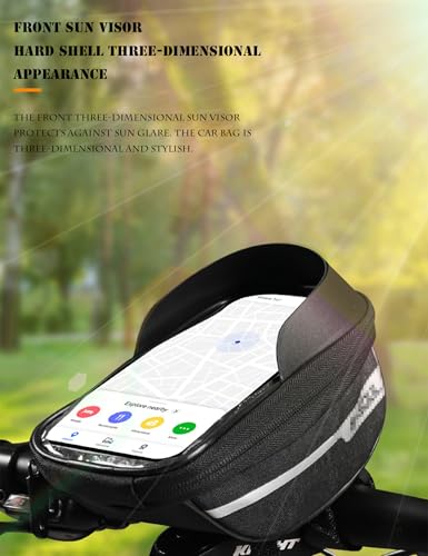 Hard Casing Bike Bag, Lightweight and Durable Waterproof Phone Holder in Blue, Sensitive Touchscreen for Phones up to 6.4 inches, Perfect Bike Accessories - 7"x4" / 18x10 cm - color: Blue