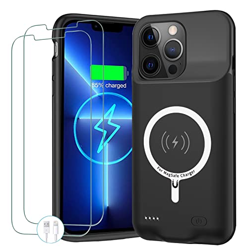 Battery Case for iPhone 13 Pro Max,Upgraded 12000mAh Portable Protective Charging Case with Wireless Charging Compatible for iPhone 13 Pro Max (6.7 inch) Battery Pack Charger Case with Carplay (Black) - size: iPhone 13 Pro Max
