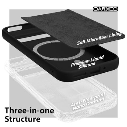 oakxco for Google Pixel 9 Pro XL Case Silicone Mag Safe, Magnetic Slim Thin Phone Case Compatible with Magsafe, Women Girls Cute Girly Aesthetic Soft Rubber Gel Safecase with Camera Cover, Black - color: Black, size: Pixel 9 Pro XL