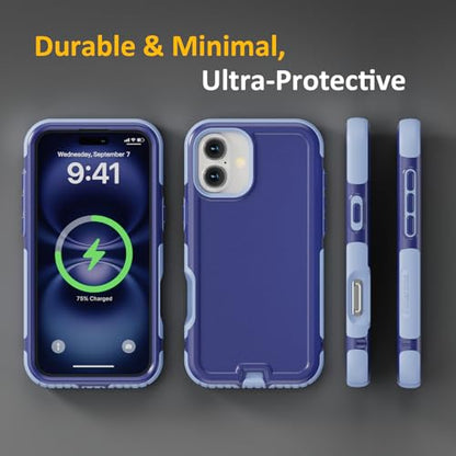 Follaroma Magnetic for iPhone 16 Case, Heavy Duty Cases, Blue-Purple,6.1" | Compatible with MagSafe, Heavy Duty Shockproof,Military-Grade Anti-Drop Protective,Dual Layer Magnetic Protection Phone Cover - color: Blue-Purple, size: iPhone 16 6.1''