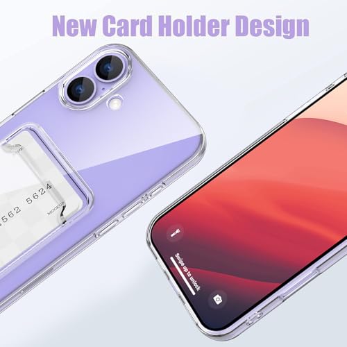 MZELQ Compatible with iPhone 16 Case Card Holder -Clear | Wallet Cover,Camera Protection + Screen Protector Soft Card Slot Phone Case - color: Clear, size: iPhone 16