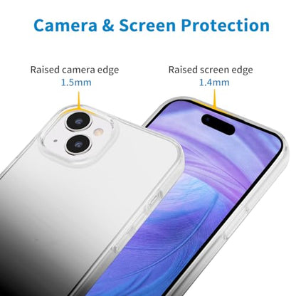 JJGoo Compatible with iPhone 15 Case Clear, Soft Clear TPU Phone Cases, Shockproof Transparent Bumper Cover Slim Thin Phone Case, Gradient Black - color: Gradient Black