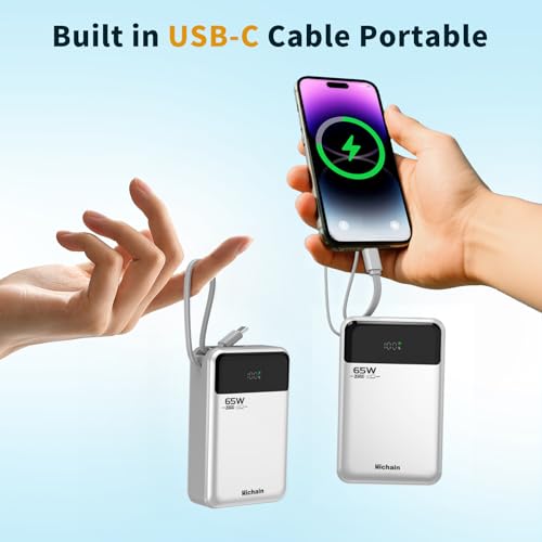 Hichain Laptop Power Bank 65W 20000mAh Portable Charger Silver - color: Silver