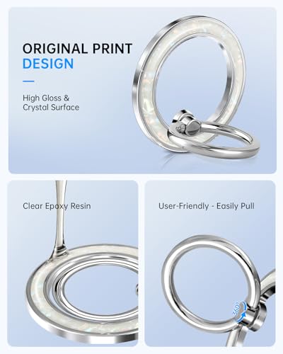 Magnetic Phone Ring Holder, Cute Magnetic Phone Grip, White Conch - color: White Conch
