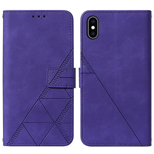 for iPhone X/Xs Flip Wallet Case with Card Slots, Purple | PU Leather, TPU Interior, 3 Card Slots, Cash Pocket, Magnetic Clasp, Detachable Wrist Strap, Stand, Precise Cutouts - color: Purple