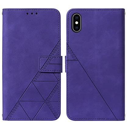 for iPhone X/Xs Flip Wallet Case with Card Slots, Purple | PU Leather, TPU Interior, 3 Card Slots, Cash Pocket, Magnetic Clasp, Detachable Wrist Strap, Stand, Precise Cutouts - color: Purple