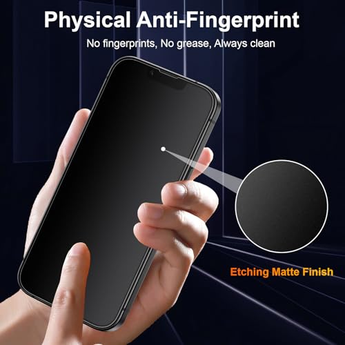 2 Pack Matte Screen Protector for iPhone 13/14 / 13 Pro / 16e (6.1 Inch) with Auto Alignment Quick Fit Frame, Anti Glare Anti Fingerprint Easy Installation Tempered Glass