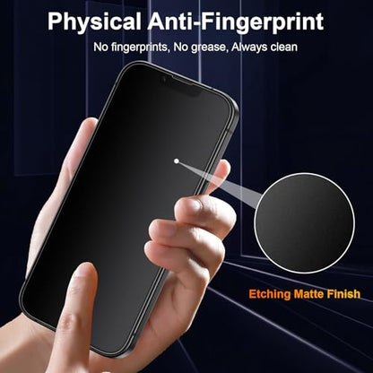 2 Pack Matte Screen Protector for iPhone 13/14 / 13 Pro / 16e (6.1 Inch) with Auto Alignment Quick Fit Frame, Anti Glare Anti Fingerprint Easy Installation Tempered Glass