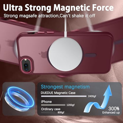 DUEDUE for iPhone 8 Plus Case, iPhone 7 Plus Case Magnetic[Compatible with Magsafe], Translucent Matte Back Protective Cover Shockproof Phone Case for iPhone 7 Plus/8 Plus, Plum - color: Plum Color