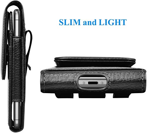 Njjex Cell Phone Holster for Samsung Galaxy S25 iPhone 17 Belt Clip Holster | PU Leather Holster with Belt Clip Phone Holder for Samsung S26 S25 A56 A35, iPhone 17 16 Waist Carry Pouch - color: Leather-Black