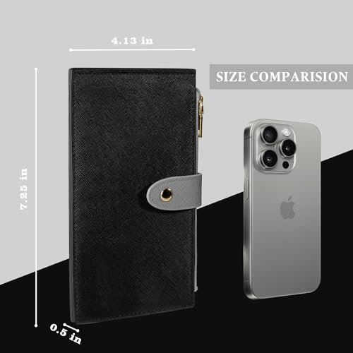 Travelambo RFID Wallet Women Bifold Multi Card Wallet Case with Zipper Pocke Credit Card Holder for Women - color: Black & Grey
