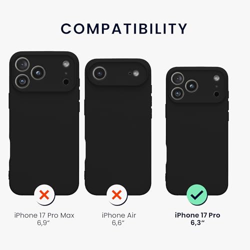 kwmobile Case Compatible with iPhone 17 Pro Case - Soft Slim TPU Silicone Phone Cover - Black Matte - color: black matte, size: iPhone 17 Pro