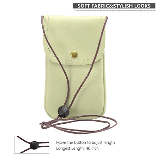 Cell Phone Neck Pouch, Techcircle PU Leather Carrying Bag with Credit Card Holder Adjustable Strap, Small Travel Purse for iPhone 11 XR XS Max SE 8 7 6 Plus, Galaxy S10 S7 Edge A10 J7, Moto G6 (Green) - color: 01 Green