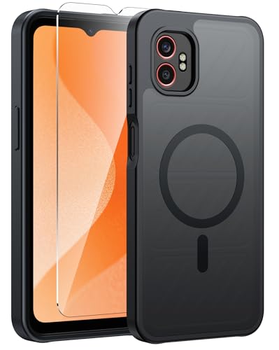 FNTCASE for Samsung Galaxy XCover7/6 Pro Case, Fit for Magsafe, Black | Screen Protector, Translucent Matte Magnetic Back, 14FT Military Grade Drop Protection, Shockproof Protective Phone Cover - color: Black, size: Samsung XCover7 Pro (6.6 Inch)