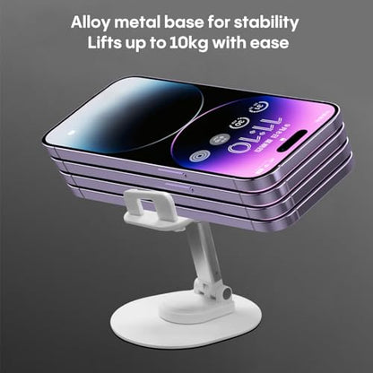 Foldable Desktop Phone Holder, Phone Holder on Desk Compatible with iPhone15, 14, 13 Pro Max Mini, Suitable for 3.5-12.9 inch Phones and Tablet Computer. (White) - color: White