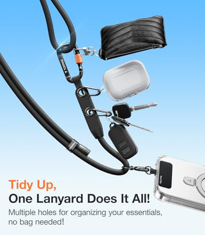 TORRAS Phone Lanyard Crossbody w/Hanging Loops, 2 Phone Tether Tabs, Black - color: 1-black