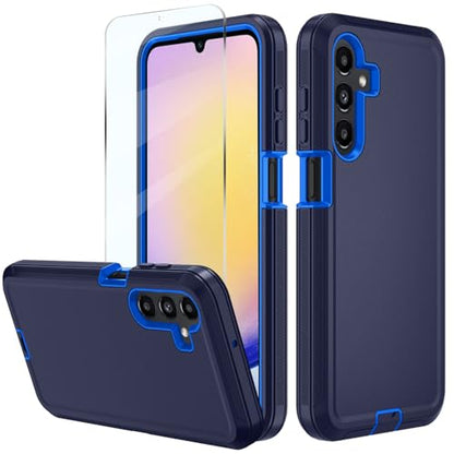for Samsung Galaxy A16 5G case,A16 5G Heavy Duty case,with A Tempered Glass Screen Protector, [Military Grade Protective ] [Shockproof] [Dropproof] [Dust-Proof] (with Belt Clip-Dark Blue) - color: with Belt Clip-Dark Blue