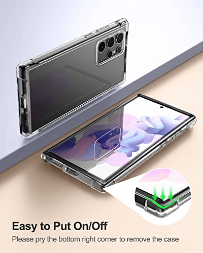 SURITCH for Samsung Galaxy S22 Ultra Clear Case 6.8" (Only), [Built-in Screen Protector] Full Body Protective Hard Shell+Soft TPU Phone Case for Samsung S22 Ultra -(Black Edge) - color: Black Edge
