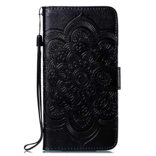 EYZUTAK Case for Samsung Galaxy A17 5G/A26 5G, Premium Leather Magnetic Closure Flip Wallet Phone Case with Card Holder Cash Slots Kickstand Embossed Mandala Flower Shockproof Lanyard Cover - Black - color: Black, size: Samsung Galaxy A17 5G/A26 5G