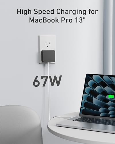Nekmit 67W Flat USB C Charger Block, 3-Port GaN Fast Wall Charger, USB C Wall Plug for MacBook Pro/Air, iPad, iPhone, Galaxy and More - color: Black