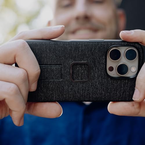 Peak Design Mobile Everyday Loop Case for iPhone 16 Pro Max, Charcoal, with Loop, Slim Profile, Drop Protection, Weatherproof Fabric Shell, SlimLink Connects to Mobile Mounts & Gear Gray