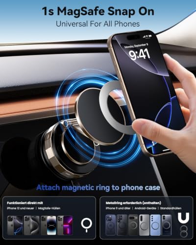 TECKNET Car Phone Holder,Vacuum Magnetic 360°Adjustable MagSafe Car Mount