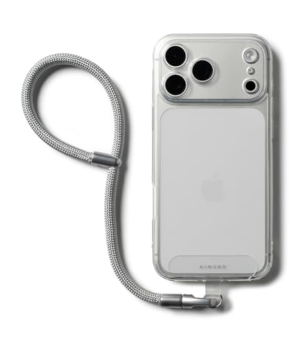Ringke Holder Link Flow Hand P-Type Designed for Phone Lanyard, Cute Soft Adjustable Wrist Strap with Tether Tab - color: Silky Silver