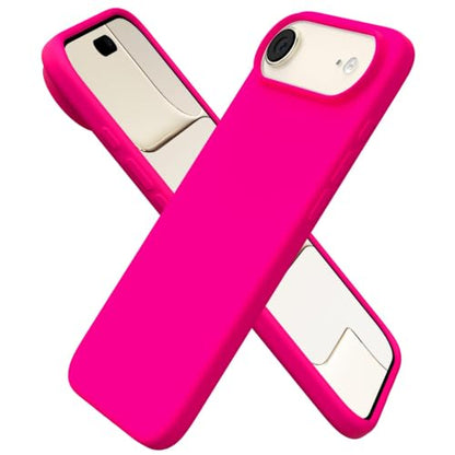 ORNARTO for iPhone Air Case 6.5", Slim Liquid Silicone 3 Layers Soft Gel Rubber Shockproof Protective Cover with Anti-Scratch Microfiber Lining-Hot Pink - color: Hot Pink