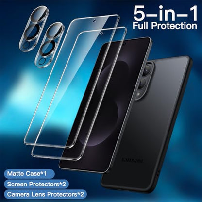 JETech 5 in 1 Matte Case for Samsung Galaxy S25 Edge, Black - color: Black, size: S25 Edge